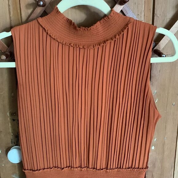 Nanette Lepore pleated accordion mock turtleneck sleeveless midi dress - Picture 3 of 9